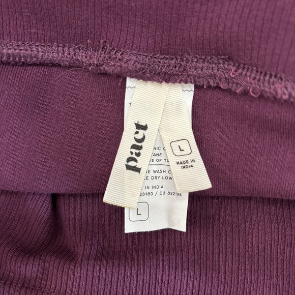 Pact Pants Women Large Purple Bootcut Pull On Ribbed Knit Cotton Yoga Athleisure - Picture 6 of 13